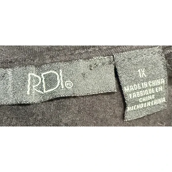 RDI Women 1X Black Puff Sleeve Keyhole Neck Tunic Top Casual Tie Dye‎ Thrashed - Picture 3 of 8